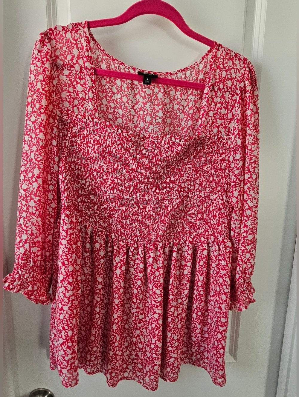 torrid Pink and White Floral Smocked Top